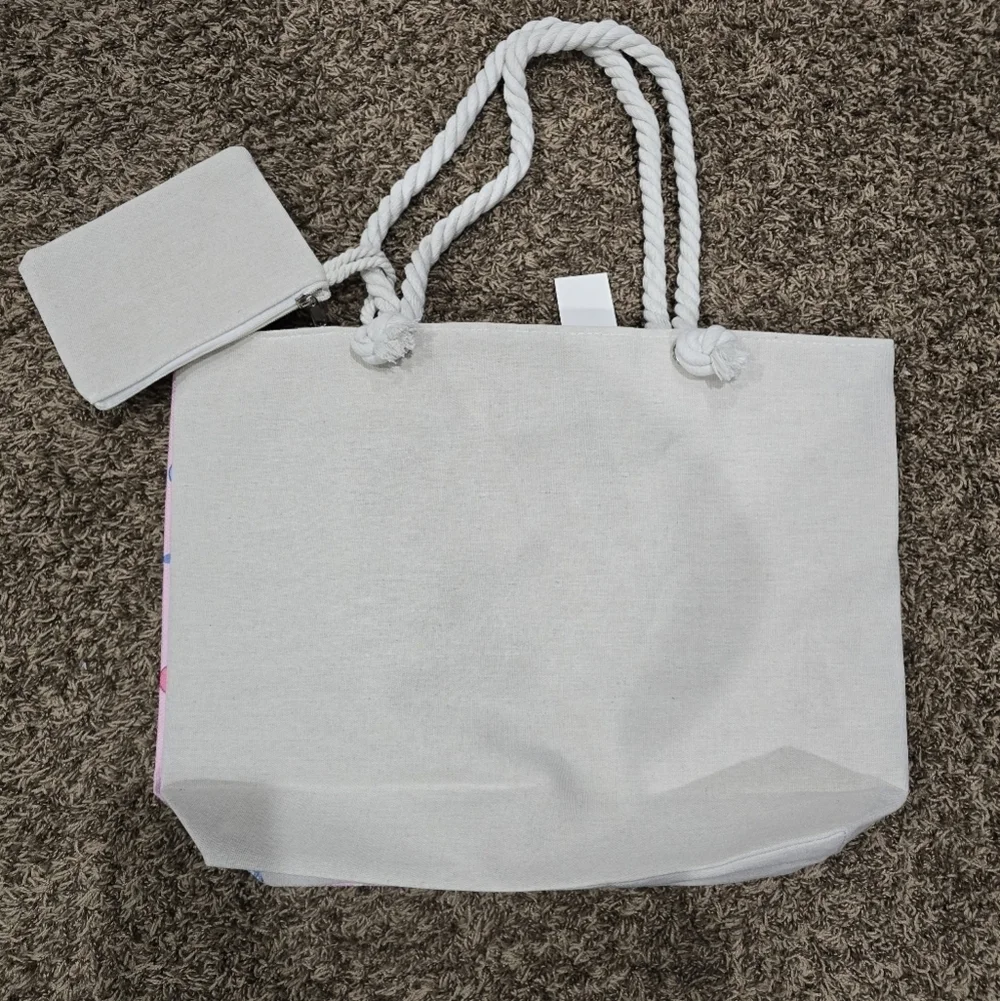New Hello Kitty Zip Tote Bag with Coin Pouch and Rope Handles